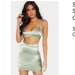 Sage green satin top